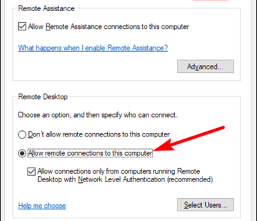 enable remote connection