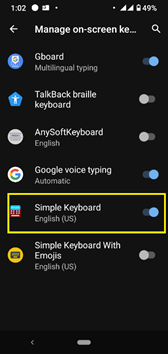 enable Simple Keyboard