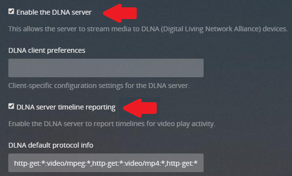 Enable the DLNA server