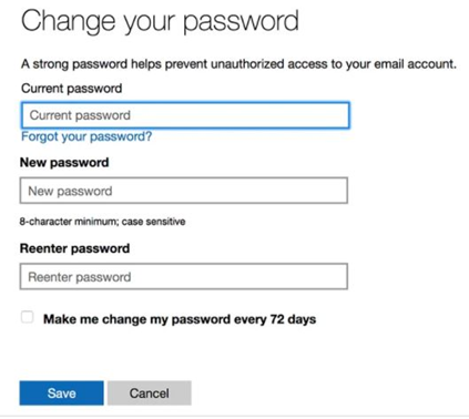 Enter your old and new password carefully