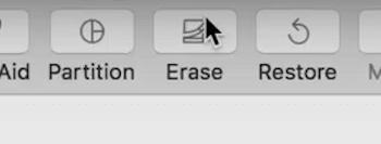 “Erase Button on the Disk Utility Top”