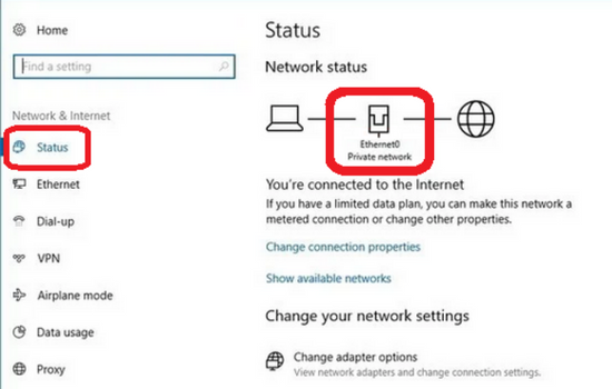 Ethernet or WiFi network