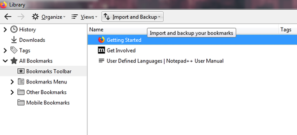 Exporting your bookmarks