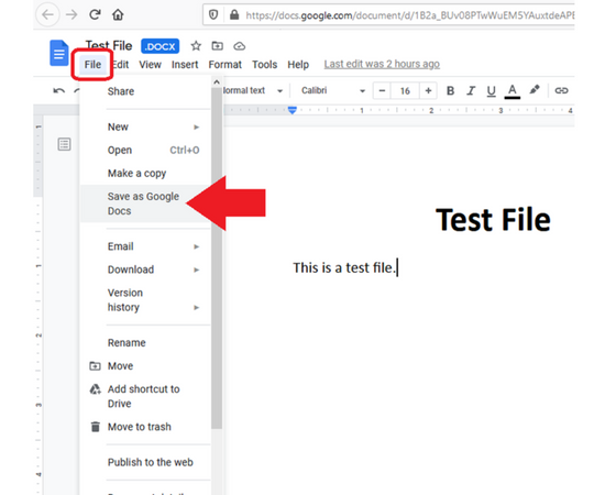 File Save as Google Docs