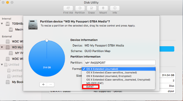 format the WD Easystore drive