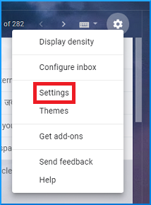 Gmail account Click settings