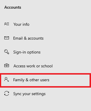 Go to the Family & other users