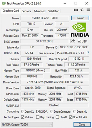GPU-Z main menu