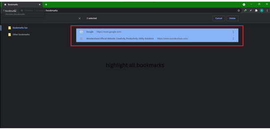 Highlight all bookmarks
