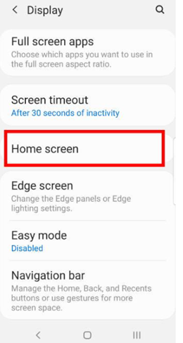 Home Screen option in Android phone
