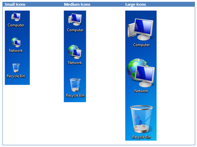 Comparison of the Desktop Icon Sizes