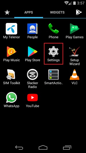 Settings on your phone