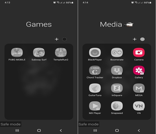 Inaccessible apps and games during Safe Mode