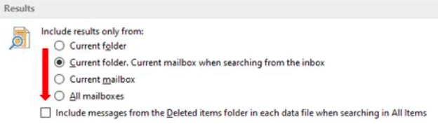 Include Messages from the Deleted Items Folder