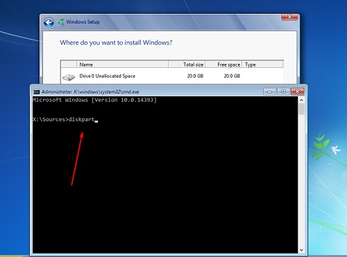 Window of command prompt