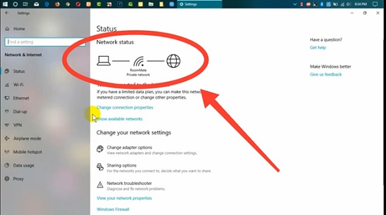 Internet connectivity status