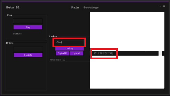 IP in the Lookup Results box