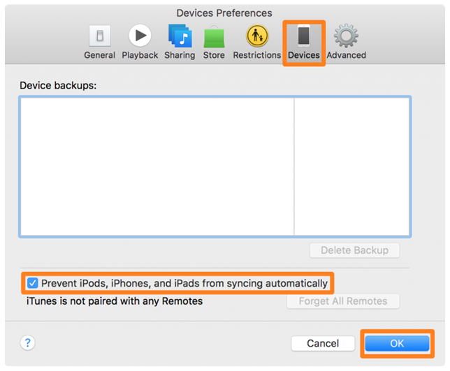 iPhones and iPads from syncing automatically