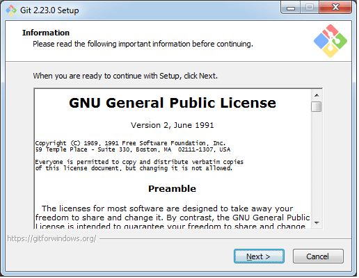 License Information on Installation File