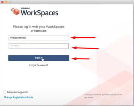Log in to your workspace