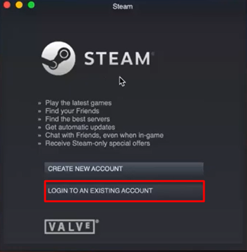 Login to the Steam account
