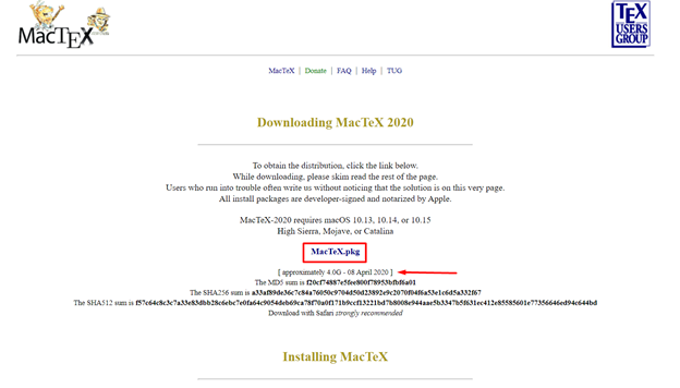 MacTeX pkg file download