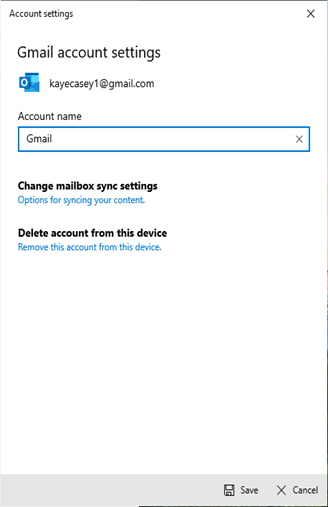 mailbox sync settings button