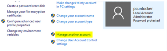 Manage another account option