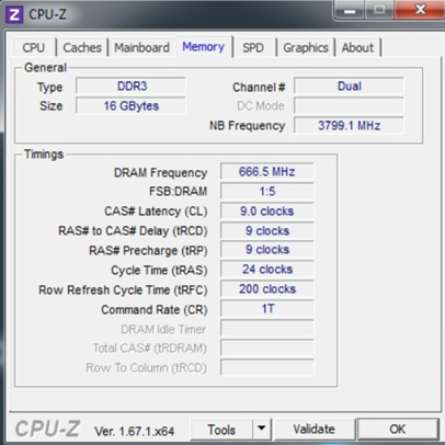 Memory information at CPU Z