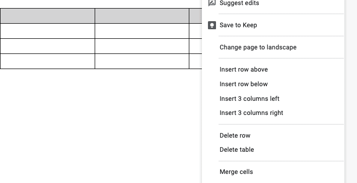 merge cells option
