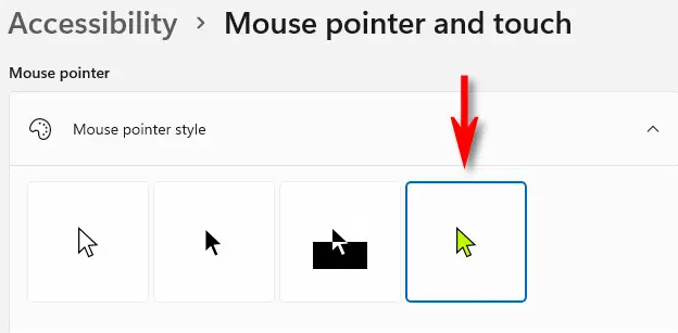 Custom mouse cursor option from the list