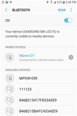 Nearby Bluetooth devices