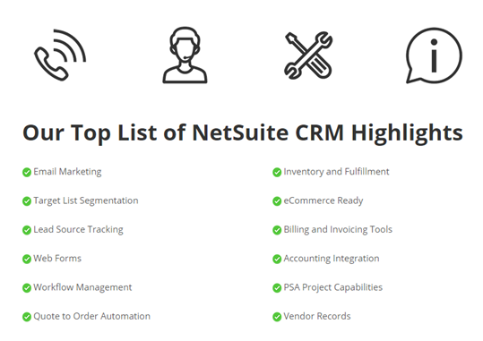 Net suite CRM highlights
