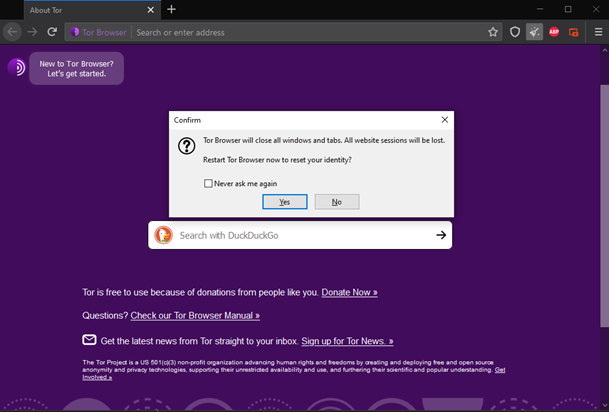 New Identity in Tor Browser