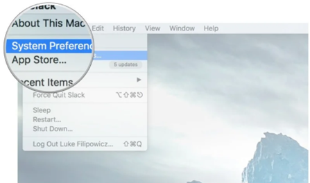 Now click on system preferences