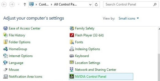 NVIDIA Control Panel option