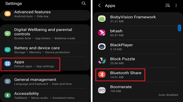 open Bluetooth share to find Bluetooth version
