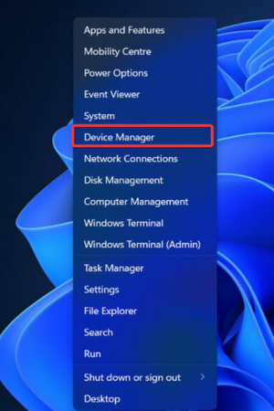 Open the device manager option
