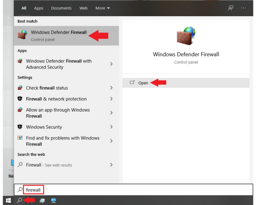 open Windows Defender Firewall