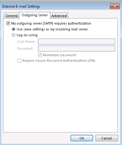 Outgoing Server Authentication