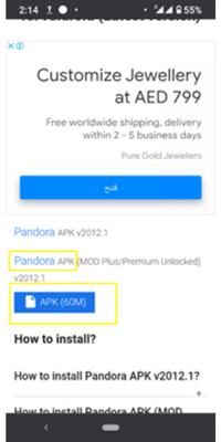 Pandora APK file