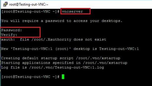 password to the VNC server