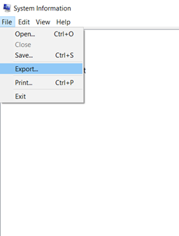 Pick Export to back up the system information