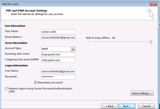 POP and IMAP Account settings