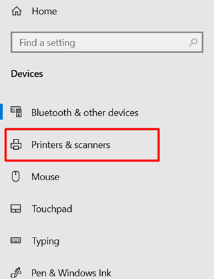 Printers & scanners option