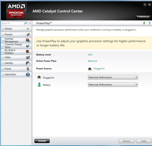 Radeon Additional Settings window