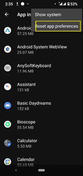 reset app preferences