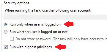 Run only when user is logged on