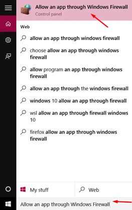 search for Windows Firewall