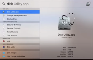 Search the Disk Utility app